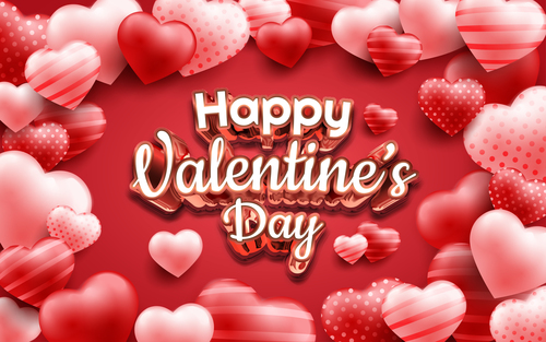 Valentines day banner with red and pink sweet heart vector