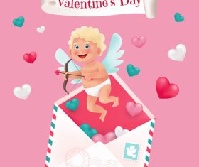 Valentines day card vector 3d style