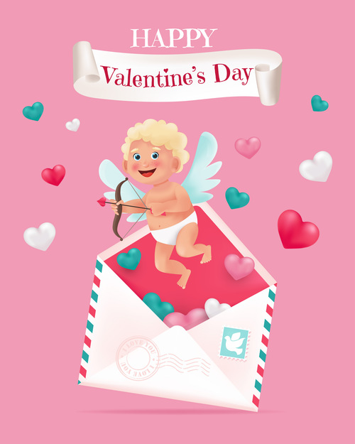 Valentines day card vector 3d style