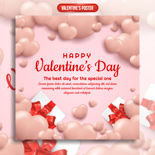 Valentines day posts design template vector