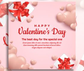 Valentines day posts design template with realistic gift box and love vector