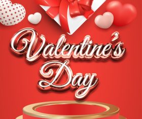 Valentines day sale poster or banner with gif box and sweet heart vector