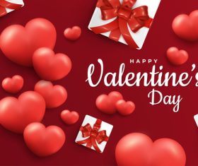 Valentines day with realistic love and gift box vector