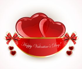 Valentines decoration with hearts vector 3d style