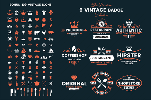 Vintage badge label vector