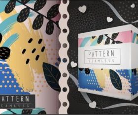 Watercolor pattern and packaging box seamless pattern vector