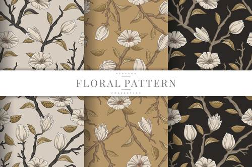 hand drawn floral pattern background vector