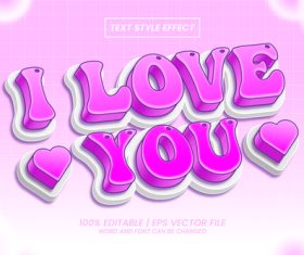 i love you text style effect vector