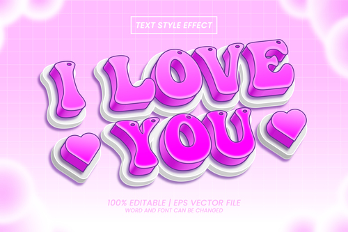 i love you text style effect vector