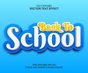 Back to school editable text style effect vector
