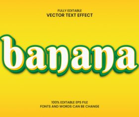 Banana fully editable vector text effect