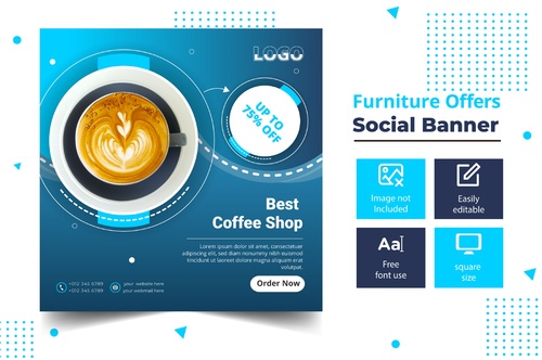 Best coffee shop ad template vector