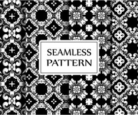 Black and white floral pattern seamless background vector