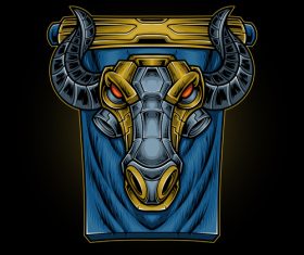 Bull head mecha vector illustration