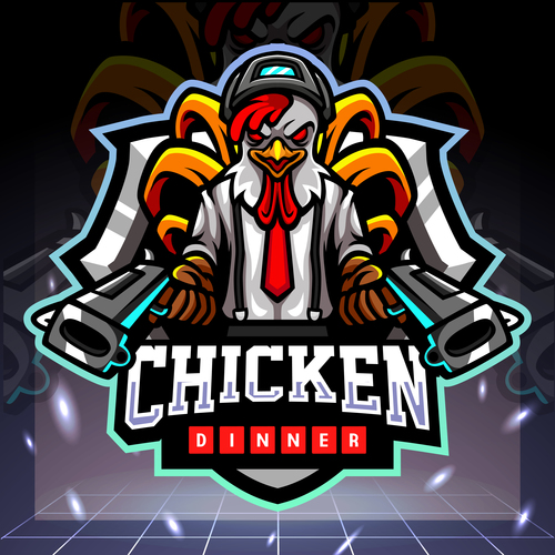 Chicken dinner game logo design vector