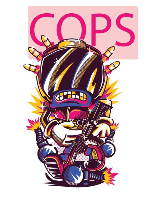 Cops vector T-Shirt illustrations