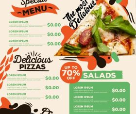 Delicious pizza menu design vector
