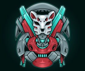 Demon fox cyberpunk vector illustration