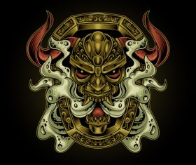 Devil mask horned vector illustration