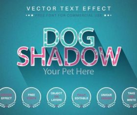 Dog flat shadow text effect vector