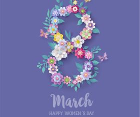 Floral decoration March 8 womens day card vector