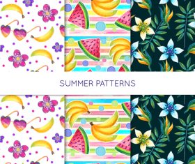 Flowers and fruits seamless pattern vector