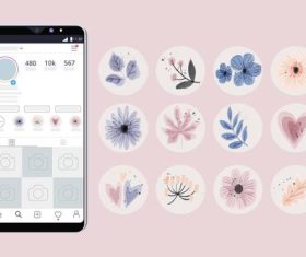Flowers for drawing app design vector