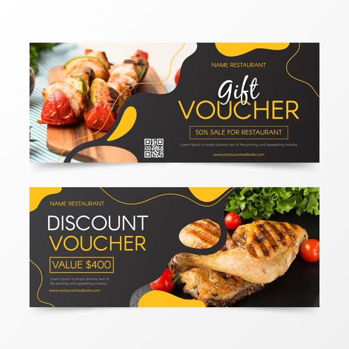 Food gift voucher design template vector