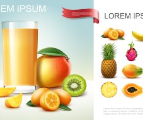 Fresh fruit and squeezed juice vector