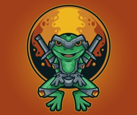 Frog warrior mecha vector illustration
