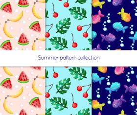 Fruit and fish seamless pattern vector