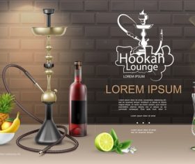 Fruit hookah and wine illustration vector