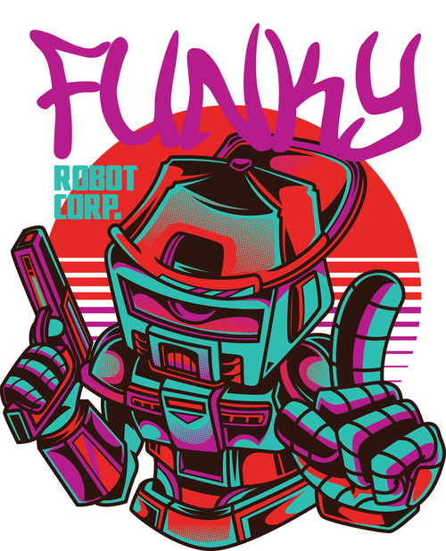 Funky robot t-shirt illustrations vector