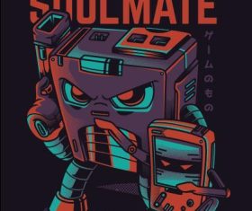 Gamer soulmate t-shirt illustrations vector