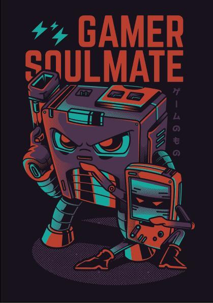 Gamer soulmate t-shirt illustrations vector