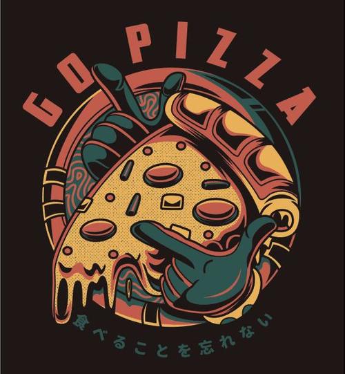 Go pizza vector T-Shirt illustrations