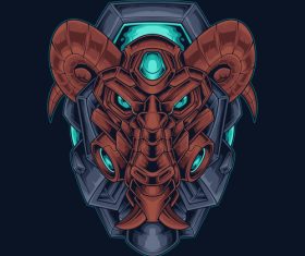Goat monster cyberpunk vector illustration