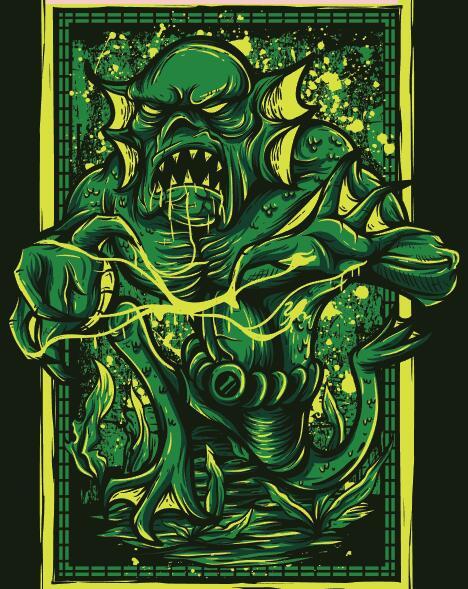 Green monster vector T Shirt illustrations