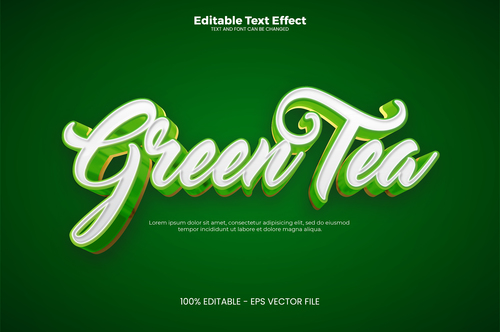 Green tea 3D vector text effect