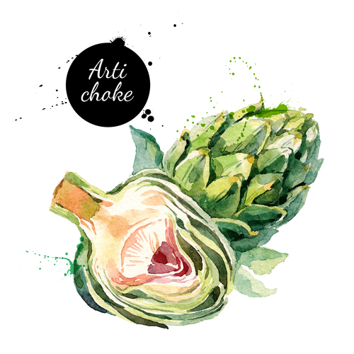 Green vegetables watercolor painting vector