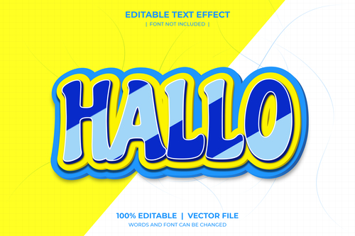 Hallo 3D vector text effect