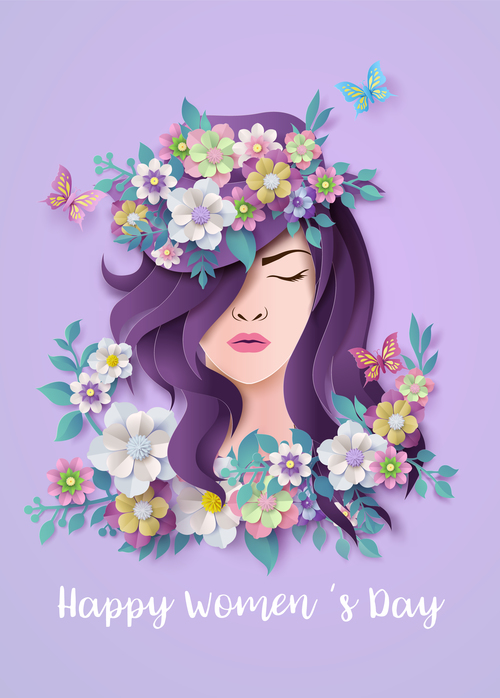 Happy march 8 womens day card vector