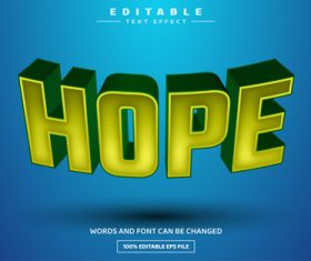 Hope 3d editable text effect vector