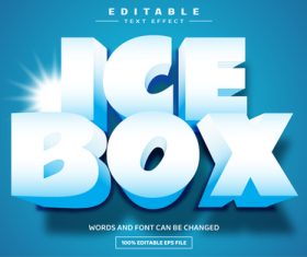 Ice box 3d editable text effect vector