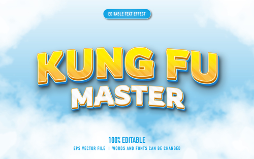 Kung fu master 3D vector text effect