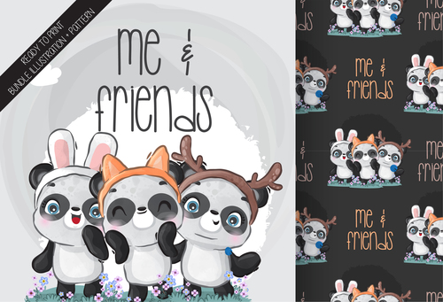 Little friends seamless background illustration vector