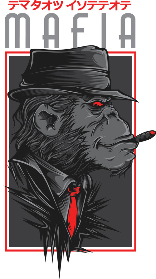 Mafia monkey t shirt design vector