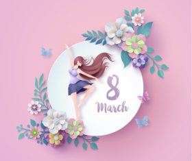 March 8 World Women’s Day greeting card vector