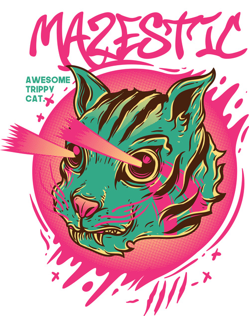 Mazestic cat vector t-shirt Illustrations