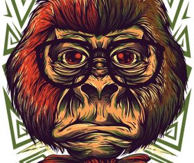 Nerd monkey vector t-shirt Illustrations
